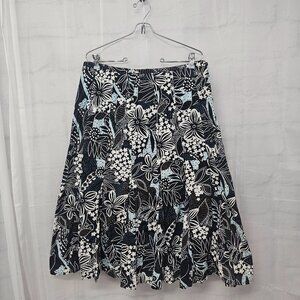 JM Collection Skirt Grunge Floral Cottage Fairy Boho Blue Black Midi 14